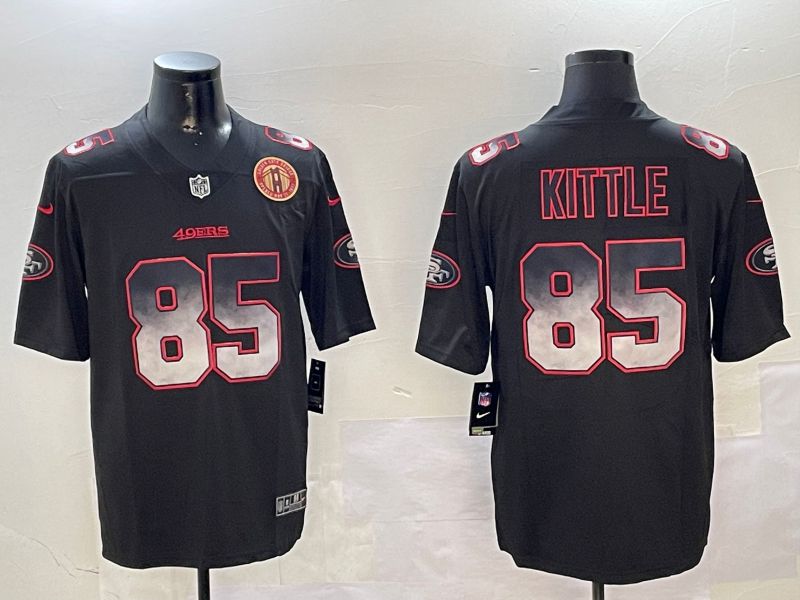 Men San Francisco 49ers 85 Kittle Black Nike Smoke Fashion 2024 Limited NFL Jersey style 5